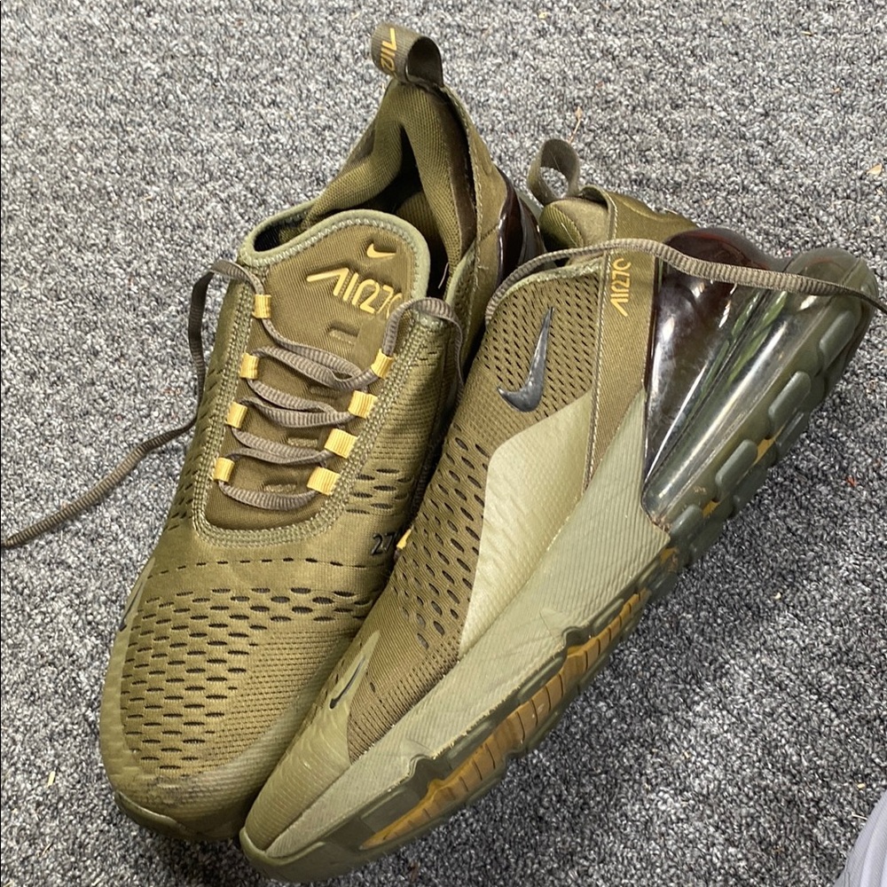 Nike Air Max 270 Khaki and Gold Sneakers